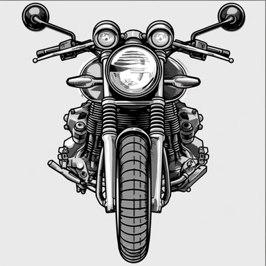 Motorcycles car clip art, logo, black and white, very simple, clip art, front of motorcycle -