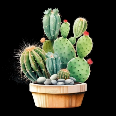 create a hand drawn watercolor clipart of a cactus, white background, 4k