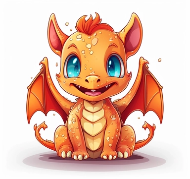 dragon mr dragon print svg clipart, dragon kawaii clipart, cute dragon clipart, in the style of light red and beige, hyperbolic expression, characterized animals, orange and aquamarine, squiggly line style, toy-like proportions, shiny eyes