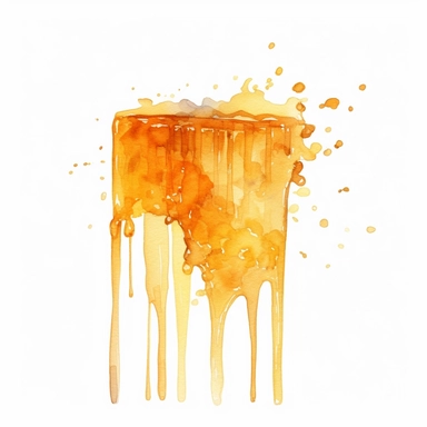 watercolor clipart rectangular film of honey dripping down white background