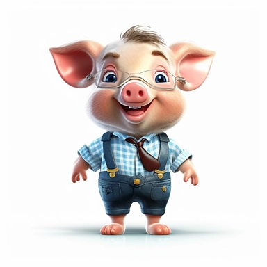 Adorable cute fantasy baby pig dressed like governor standing in dynamic pose,front view,fullbody,sharp through out,happy expression, nursery art, clipart image, lineart image, white background, very detailed, 8k, composition wide shot