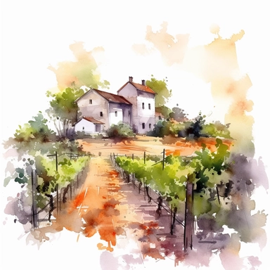 wineyard farm landspace clipart style,white background, High Quality clipart, no writting background, 4k, no writting, by Willem Haenraets
