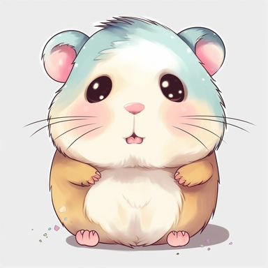 kawaii cute, hamster, clipart, sticker, colorful, no background, hd