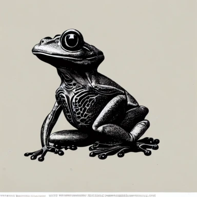 a realistic very detailed frog, Vintage clipart victorian gothic illustration, photo realistic gothic illustration, art in the style of mc scher winifred luten paul poire and albrecht durer, black ink sketch, black and white, vector, vector illustration