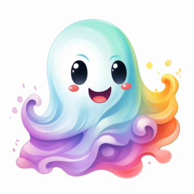 Kawaii Ghost Clipart Rainbow Halloween clipart. white background