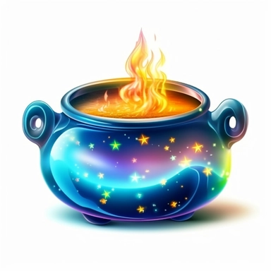 cute semi-realistic 3d wizard's magic cauldron clipart, isolated on white background