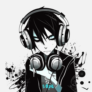 cartoon animated emo style dj white background clipart