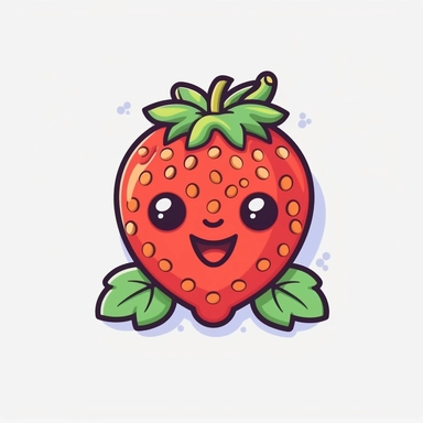 Strawberry clipart, cute Strawberry clipart, fruit clipart,cartoon style, pastel color, minimal, white background for remover