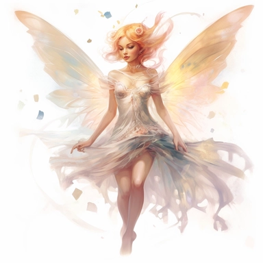 Fairy, clipart, intense white and deep pastel colors, dnd, watercolor, no background, isolated on a white background, self contained, well defined edges, by amy sol and magali villeneuve and susan bourdet and ross tran, spaced out, glowy, intricate, 8k