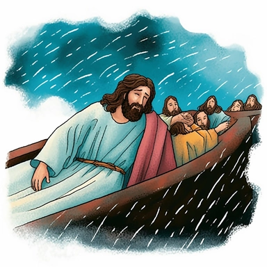 , MAN ASLEEP, WATER COLOR, ILLUSTRATION, CLIPART, JESUS, BIBLE FOR KIDS