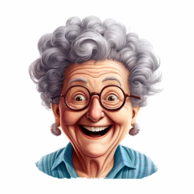 Happy Funny Old Lady Clipart, white background