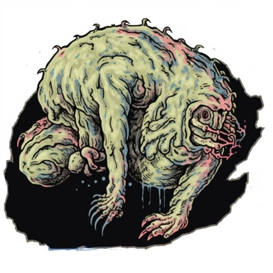 a dead monster, in the style of dan mumford, clipart