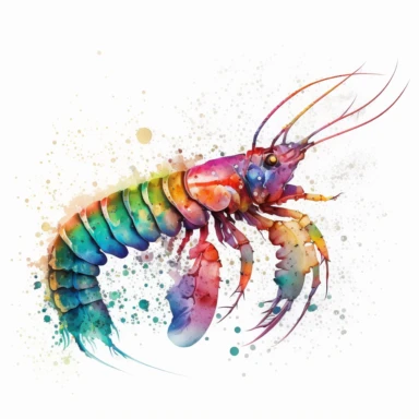 mantis shrimp running Watercolor Clipart, drip effect, clean white background, 16K Colors, clean white background
