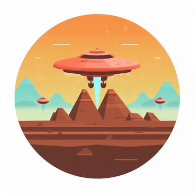 ufo crash, in the style of a minimalistic design, basic clipart