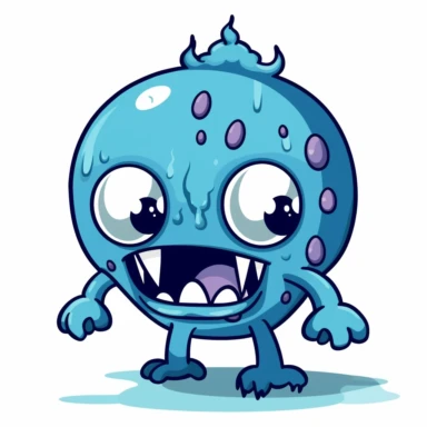 2d blue bubblegum pokemon zombie monster mutant on white background drawing in microsoft paint , no shadow, flat picture, clipart