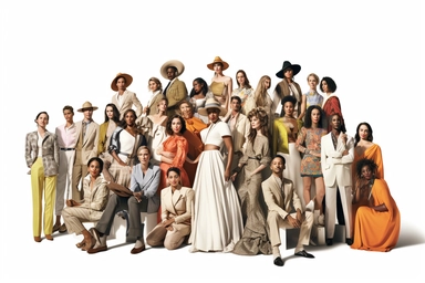 vogue magazine png clipart group of diverse people with concerned faces, in the style of fujifilm xf 35mm f/1.4 r, digitally enhanced, piet hein eek, white background, papercut, candid celebrity shots, carsten meyerdierks, multiple filter effect