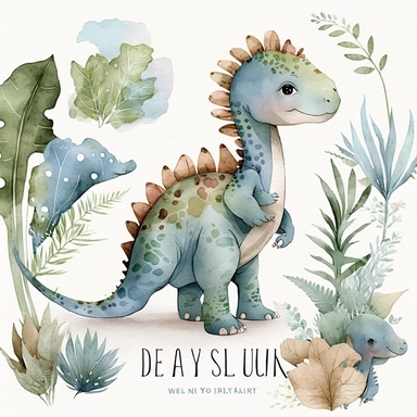 Watercolor dinosaurs clipart neutral baby boy clip art dino nursery deco no text