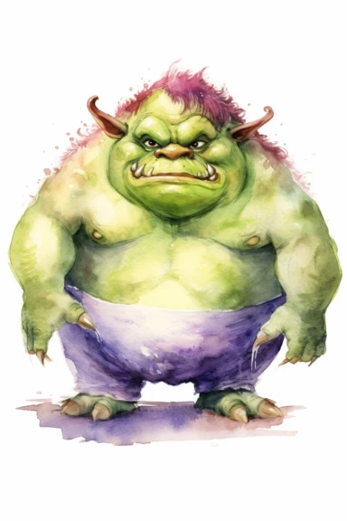ogre watercolor clipart cute isolated on white background