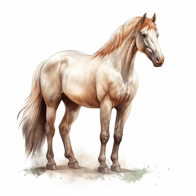 watercolour realistic horse standing beautifully detailed perfect realistic facial features four perfect legs and hooves beautiful horse non blurry clear image beta upscale , png image,high resolution,300dpi,graphic clipart,computer graphics