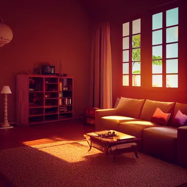 Cozy 3D livingroom, brown furniture, white walls, high detail, epic detailed, very clear, colors, evironment, hyper realism, high details, octane render, unreal engine realistic, hd, Clean Cel vector art by Kuroko no Basuke , Sailor Moon and A Whisker Away, simple illustration, clipart
