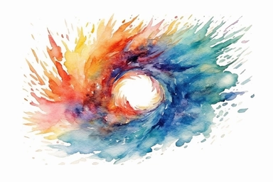 Watercolor, Create a comet with a tail that appears as a celestial portal clipart, hd, on a white background, spaced out