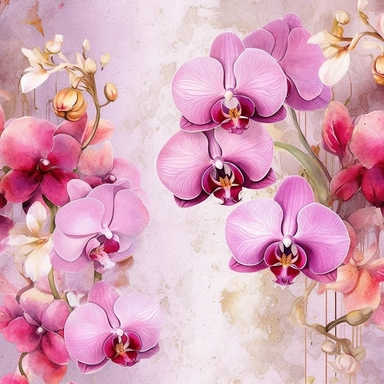 Contemporary collage style floral patterns orchids watercolor elegant flowers wedding invitations high quality and elegant clipart of flowers Gucci art pink andlavender shades background 4