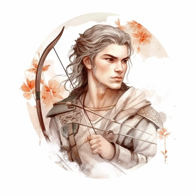 clipart male archer, zodiac sign, boho style, natural colored, portrait, high resolution, white background