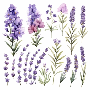 Watercolor Lavender Garden Clipart, lavender boarder