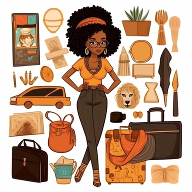 Black Woman ClipArt, Rich Auntie ClipArt, Digital Stickers, African American Clip, Digital Planner Stickers, Black Girl Clipart, travel
