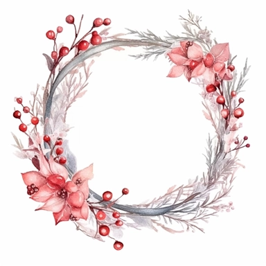 stunning christmas frame made of snowy branches , beautiful Christmas clipart, soft faded colors, beautiful watercolor art by Marjolein Bastin, Thomas Kinkade, Carl Larsson, Norman Rockwell, Susan Wheeler, isolated on white background