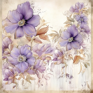 a page of watercolor flowers on a lettering paper card collections, set of 2 cliparts, in the style of steampunk-inspired designs, light violet and beige, great contrast, altered and substituted canvases, art arrangement, photographic source, matte, insanely detailed and sharp, some splash with alcohol ink, nouveau réalisme
