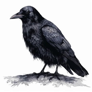 Black raven, clipart, watercolor, illustration