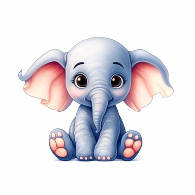 baby elephant cute clipart, elephant art, elephant clipart, elephant images, cute elephant, cute animal clipart, fantasy clipart, isolated on white background, no text, hdr, 8k