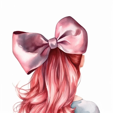 watercolor realistic hair bow single design clipart, white background, 8k