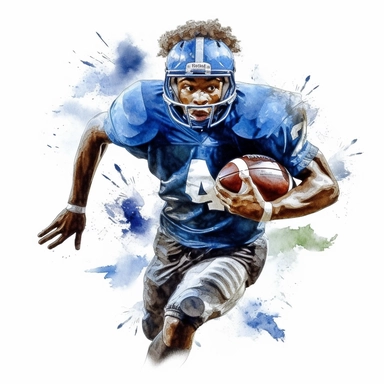 Award winning hyper detail watercolour, football player, white background, clipart