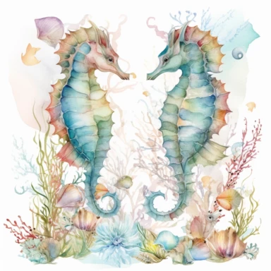Underwater Clipart, Watercolor Sea Clipart, Watercolor Clipart, Wedding Clipart, couple of seahorses Clipart, pastel and mate, Ocean Clipart, Tropical Clipart, full hd
