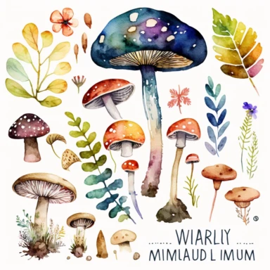 watercolor wild mushroom clipart