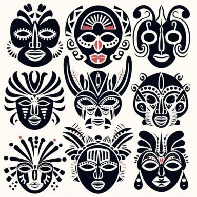 carnival masks ,simplified monochrome lineart vector outline , glyph icon style, clipart, svg cut file