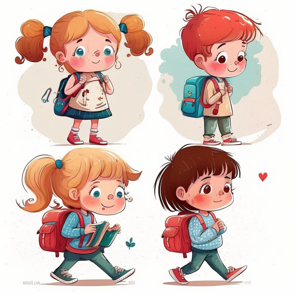 children going to school clipart