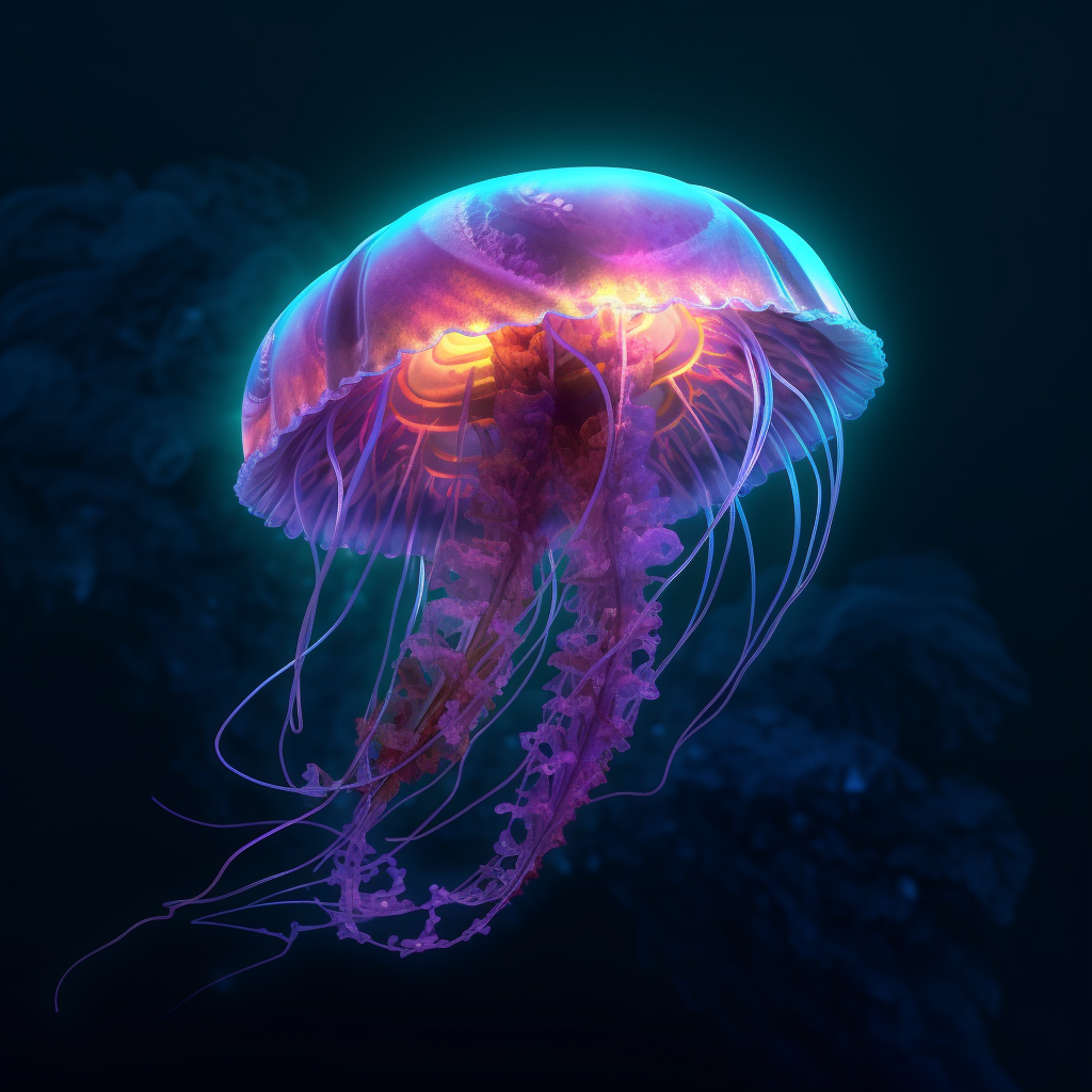 Clipart,A bioluminescent jellyfish illuminating the ocean depths ...