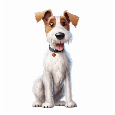 Cute Happy face Beautiful Poy Fox Terrier Dog Is Standing Full body Vector Sublimation Clipart,Cartoon,hyper realistic, intricate detail, illustration style,high solution,on the white background