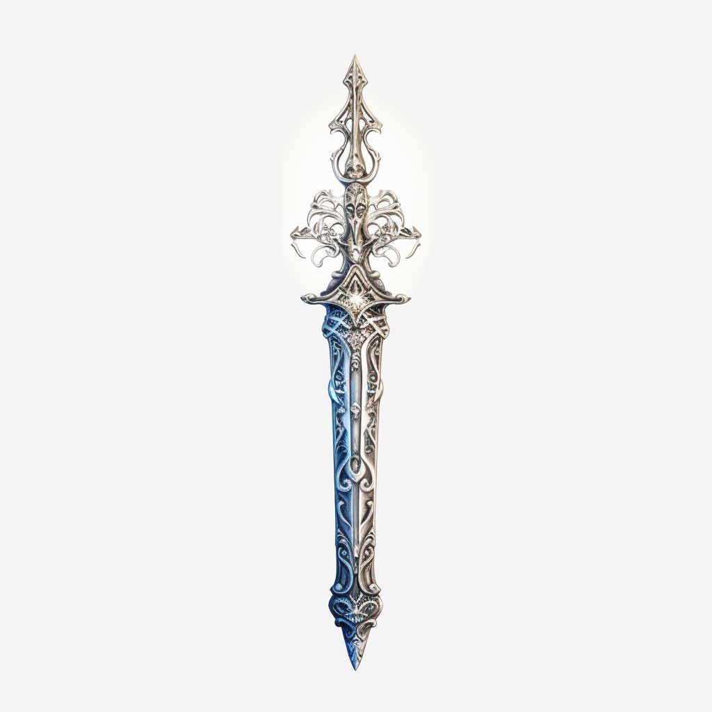 Create a mesmerizing clipart of a legendary sword against a pristine ...