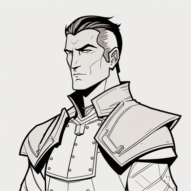 male DnD cleric character art, handsome face, including full body from tip to toe, simplified, negative space, minimalist black ink, line art, clipart, coloring page, blank background