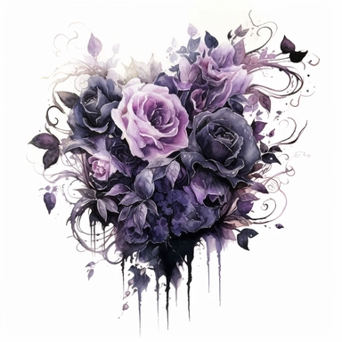 Step into a world where the ethereal beauty of watercolors meets the dark allure of Gothic aesthetics. Create an extraordinary collection of Gothic floral arrangements in clipart form, each brushstroke capturing the delicate balance between light and shadow. Infuse the artwork with elements inspired by Gothic literature and art, intertwining roses, thorns, and dark foliage with intricate details like antique keys, winding vines, and elegant candelabras. Choose a vivid color palette that juxtapos