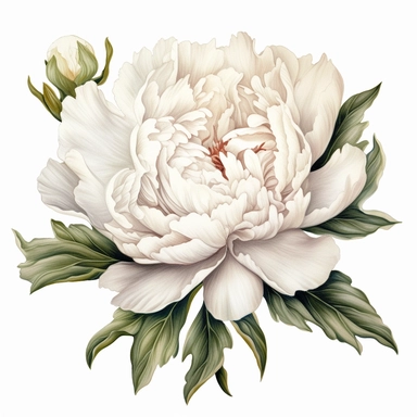 detailed Peony clipart, white color , super cute, spring peony clipart
