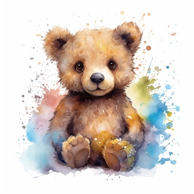 isolated clipart, cute bear, highly realistic, flickr, watercolorist, uhd image, multi-layered mixed media
