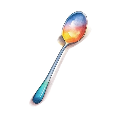 watercolour cooking spoon, clipart on white background, no watermark, highly detailed, professional color gradation, clean sharpness