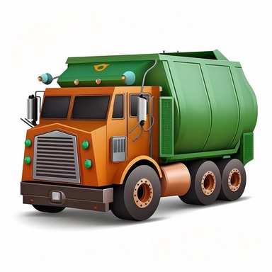 garbage truck, clipart, white background