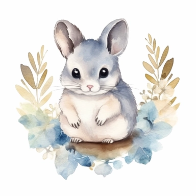 chinchilla nature watercolor clipart two-dimensional neutral colors for kids simple drawn childish cute illustration sweet