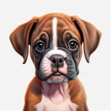 Boxer puppy, Closeup Portrait, Clipart, Digital art, kawaii, disney style, hyperdetailed, 1080p, Ultra-HD no background